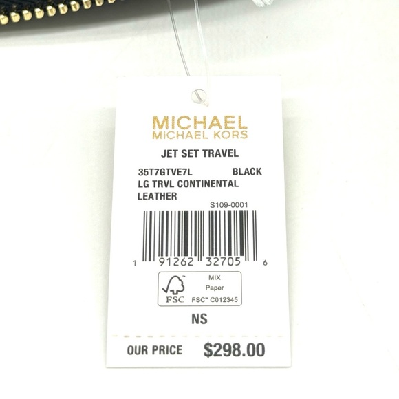 Michael Kors Medium Jet Set Travel Zip Tote Bag & Continental Wallet Black/Gold - Picture 8 of 8